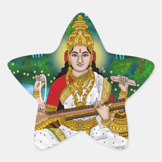 Goddess Saraswati Sticker 星シール (正面)