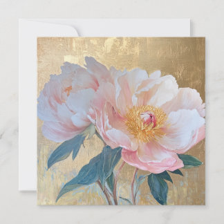 Goden Elegant Pink Peony Flowers カード