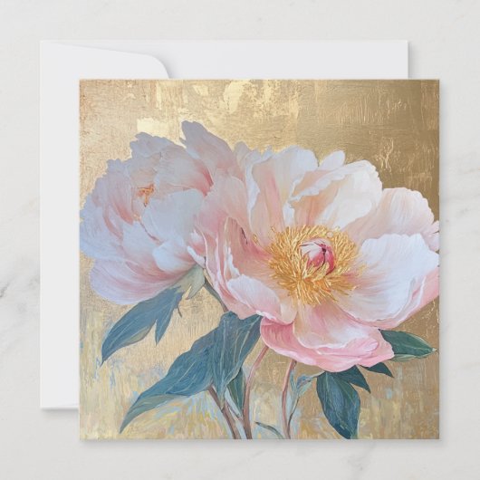 Goden Elegant Pink Peony Flowers カード (正面)