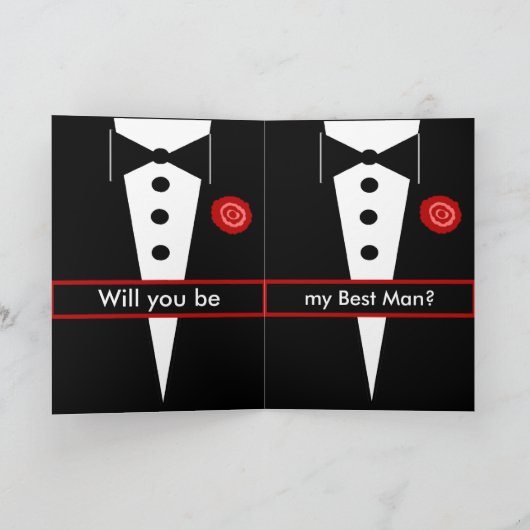 GODFATHER私の花婿介添人カードとタックスとバラ 招待状 (内部)