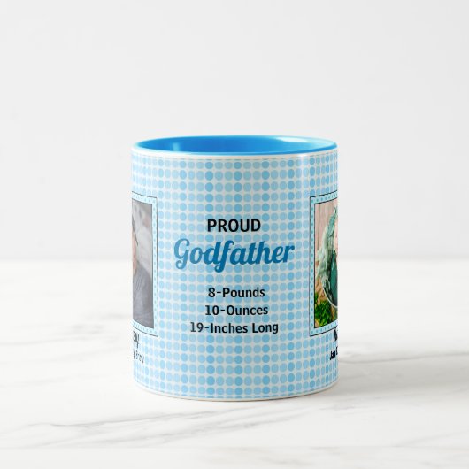 Godfather誇りを持った Blue水玉模様と写真 ツートーンマグカップ (中央)