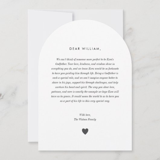 Godfather Handwritten Proposal Photo Arch  招待状 (裏面)