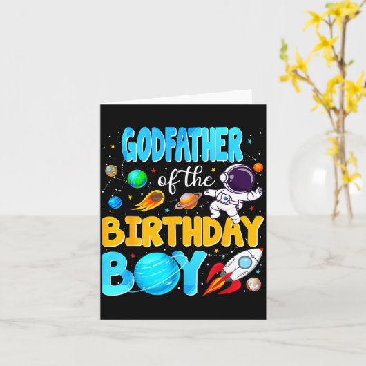 Godfather Of The Birthday Boy Space Astronaut 1st カード (黄色い花)