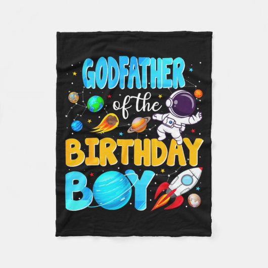 Godfather Of The Birthday Boy Space Astronaut 1st  フリースブランケット (正面)