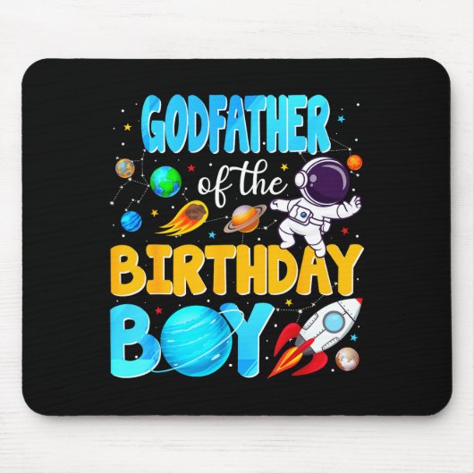 Godfather Of The Birthday Boy Space Astronaut 1st  マウスパッド (正面)
