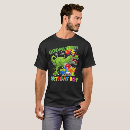 Godfather Of The Birthday Boy T-rex Rawr Dinosaur Tシャツ (正面フル)