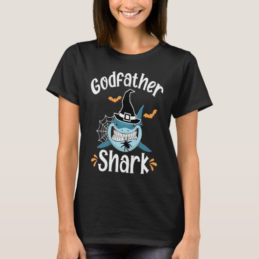 Godfather Shark  Halloween Godfather Announcement Tシャツ (正面)