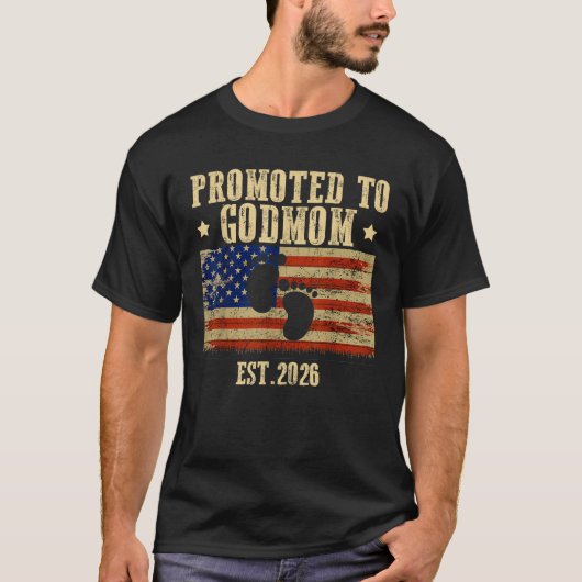 GODMOM 2026ベビーシャワーに昇格Usa American F Tシャツ (正面)