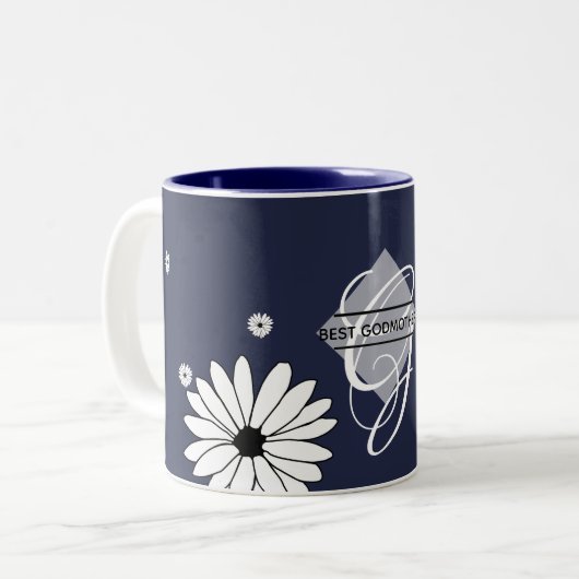 GODMOTHERギフト最高の-デイジーネイビーブルー ツートーンマグカップ (正面左)