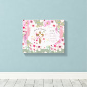 GODMOTHER かわいらしパーソナライズされた詩ピンクのフローラ キャンバスプリント (インサイチュ (ウッドフロア))