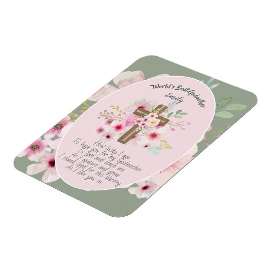 GODMOTHER かわいらしパーソナライズされた詩ピンクのフローラ マグネット (左側)