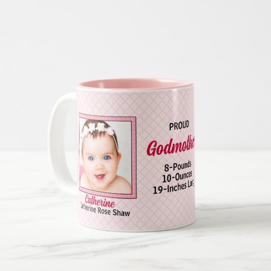 Godmother 誇りを持った Pink Gingham 2枚の写真 ツートーンマグカップ (正面左)