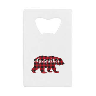 Godmother Bear Buffalo Red Plaid Matching Family クレジットカード栓抜き
