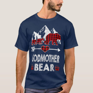 Godmother Bear Shirt, Red Buffalo Plaid Godmother  Tシャツ
