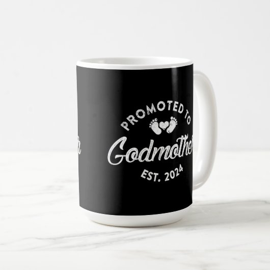 Godmother Est 2024新しい叔母おもしろいギフトに昇格 コーヒーマグカップ (正面右)