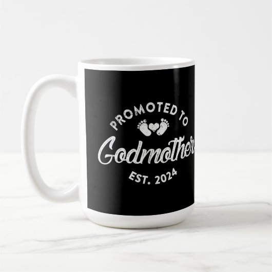 Godmother Est 2024新しい叔母おもしろいギフトに昇格 コーヒーマグカップ (左)