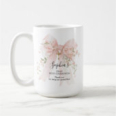 Godmother Gift First Communion Pink Bow Roses コーヒーマグカップ (左)