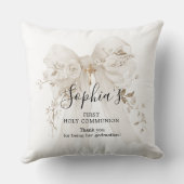 Godmother Gift First Communion White Bow Roses クッション (裏面)