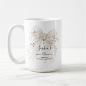 Godmother Gift First Communion White Bow Roses コーヒーマグカップ (左)