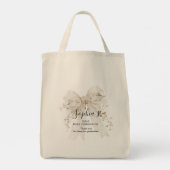 Godmother Gift First Communion White Bow Roses トートバッグ (裏面)