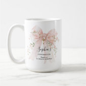 Godmother Gift First Confirmation Pink Bow Roses コーヒーマグカップ (左)