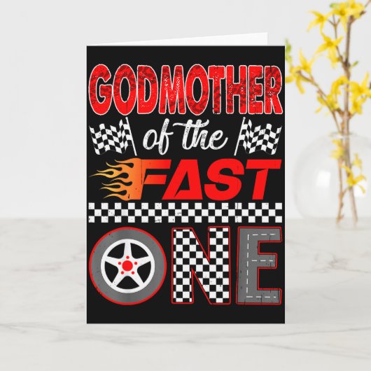Godmother Of The Fast One First Birthday Racing Ca カード (黄色い花)