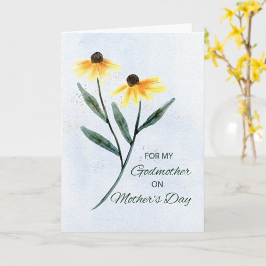 Godmother on Mothers Day 2円錐花 カード (黄色い花)