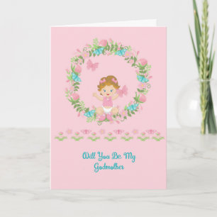 Godmother Request Card from Baby Girl 招待状
