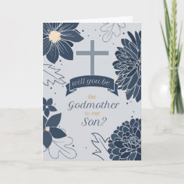 Godmother Request for Son はっきりした Navy Blue Botanic カード