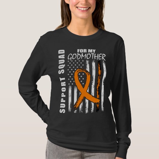 Godmother Support Squad Leukemia Awareness USA Fla Tシャツ (正面)