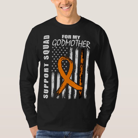 Godmother Support Squad Leukemia Awareness USA Fla Tシャツ (正面)