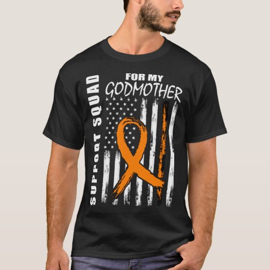 Godmother Support Squad Leukemia Awareness USA Fla Tシャツ (正面)