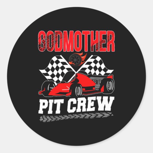 Godmother T Crew Racing Family Race Car Birthday B ラウンドシール (正面)