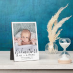 Godmother Thank You《キリスト教》洗礼式や命名式または洗礼写真 フォトプラーク<br><div class="desc">あなたのベビーの神感謝してい母様への思いやりある方法は彼女が思い出の品として彼女の神スタイリッシュ子の写真の贈り物を持つことである。このテンプレートに関する写真と文言はシンプル、個人的な引用文を含め読て、「神々は私の存在に賛美対してあなた感謝していだ」という言葉を含む。 このカスタマイズディスプレークテンプレートはミニマルなタイポグラフィモダン、手書きのスタイルスクリプトの書道と選択の1つの写真を備えている。白黒のデザイン男女兼用は、ゴダマヤ、ゴダファーザ、男の赤ちゃん、少女に適している。洗礼やユニーク《キリスト教》洗礼式や命名式などエレガントの大事な行事を受けて、神様の父母に感謝する方法と方法だ。</div>