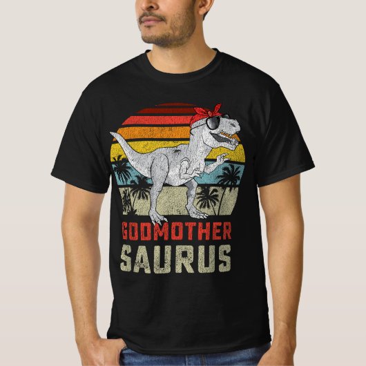 Godmothersaurus Tレックス恐竜Godmother Saurus Fa Tシャツ (正面)