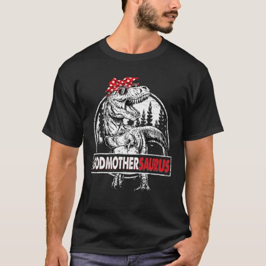 Godmothersaurus Tレックス恐竜Mama Saurus Mother' Tシャツ (正面)