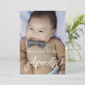 Godparentプロポーショコンテンポラリーンモダンフォトカード 招待状 (スタンド正面)