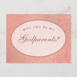 Godparents提案バラ金ゴールド白楕円スクリプト ポストカード