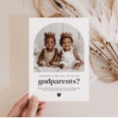 Godparents Arched Photo Proposal Boy Twins 招待状
