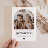 Godparents Arched Photo Proposal Girl Twins 招待状