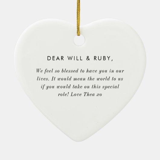 Godparents Handwritten Bow Proposal セラミックオーナメント (裏面)