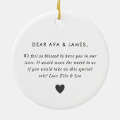 Godparents Photo Proposal Girl Boy Twins セラミックオーナメント (裏面)