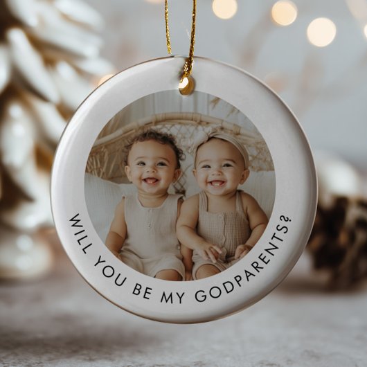 Godparents Photo Proposal Girl Boy Twins セラミックオーナメント