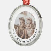 Godparents Photo Proposal Girl Twins メタルオーナメント (左)