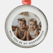 Godparents Photo Proposal Girl Twins メタルオーナメント (正面)