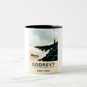 Godrevy St Ives Bay, west Cornwall Travel poster ツートーンマグカップ