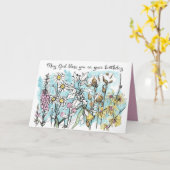 God's Blessings On Your Birthday Daisy Flowers カード (黄色い花)