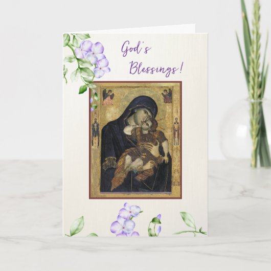 God's Blessings Theotokos Christ Child Birthday カード (正面)