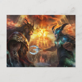 Gods Heimdall and Loki fighting at Ragnarök ポストカード