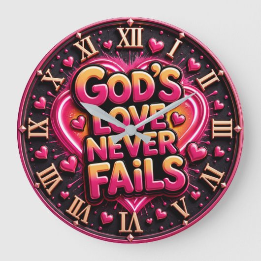 God's Love Never Fails ラージ壁時計 (正面)